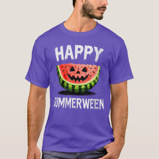 T-shirt Femmes Pastèque O Lanterne Été Halloween Heureux