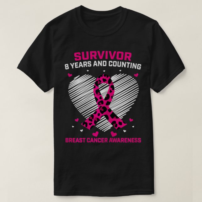 T-shirt Femmes Pink Cancer du Sein Survivant 8 ans Gratuit (Design devant)