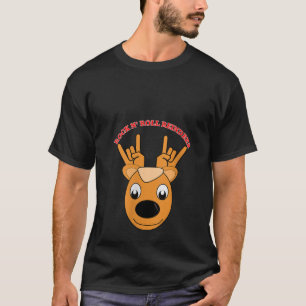 T-shirt Femmes Renne Joyeux Noël Rocker Salut Bois