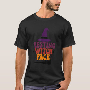 T-shirt Femmes Repose Sorcière Visage Broomstick Éffrayant