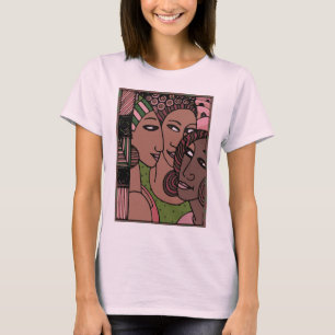 T-shirt Femmes roses et vertes d'Afro-américain