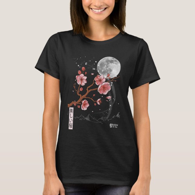 T-shirt Femmes Sakura Blossom Noir (Devant)