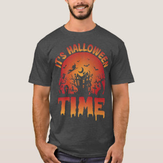 T-shirt FEMMES Scary Halloween balai c'est l'heure d'hallo