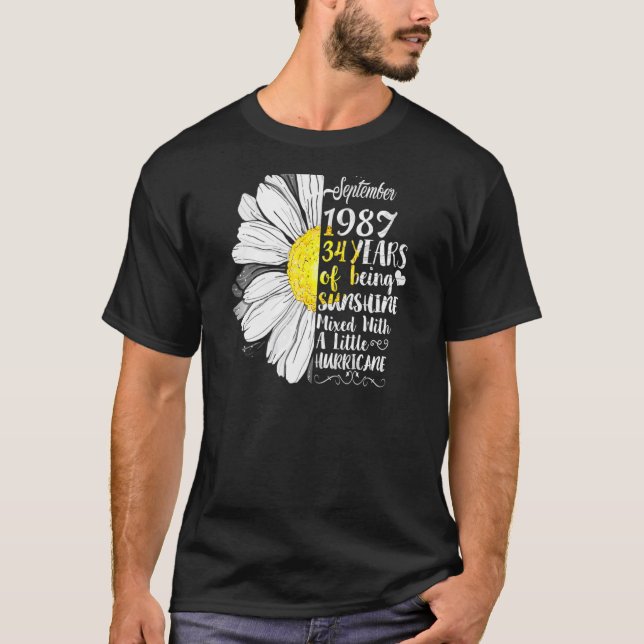T-shirt Femmes Septembre Filles 1987 34ème anniversaire 34 (Devant)