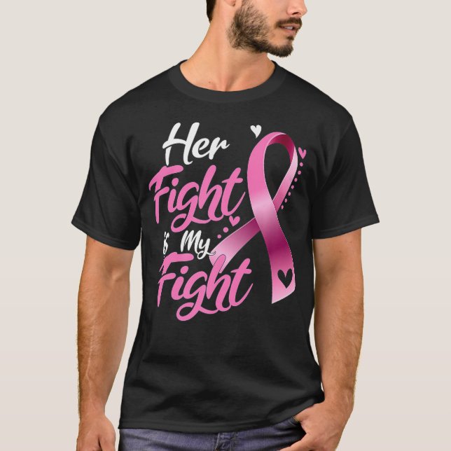 T-shirt Femmes Son combat est mon combat cancer du sein de (Devant)