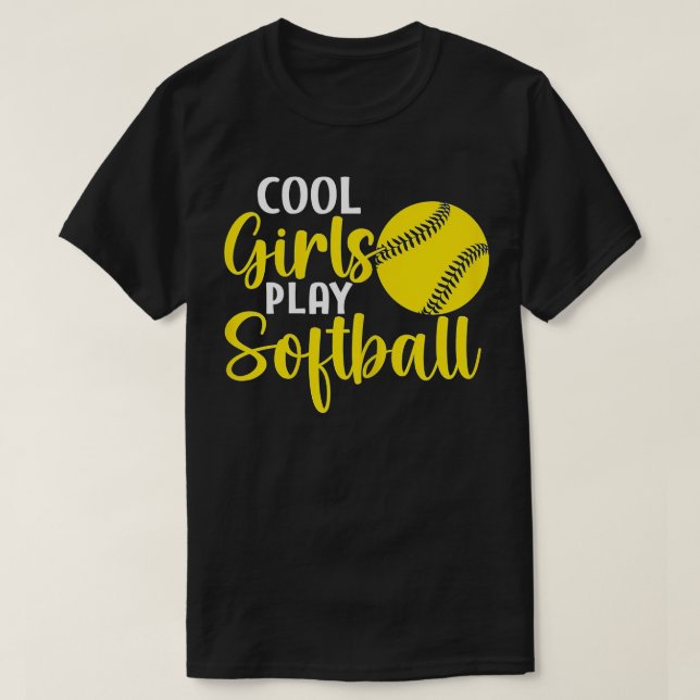 T-shirt Femmes Sports Amusants Cool Filles Jouer Softball (Design devant)