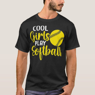 T-shirt Femmes Sports Amusants Cool Filles Jouer Softball