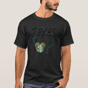 T-shirt Femmes Texas State Map Fierté Coeur Cactus Vintage