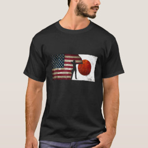 T-shirt Femmes Tir à l'arc Usa Japon Drapeau Grunge Distre