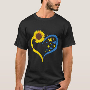 T-shirt Femmes Tournesol Amour Coeur Je suis avec l'Ukrain