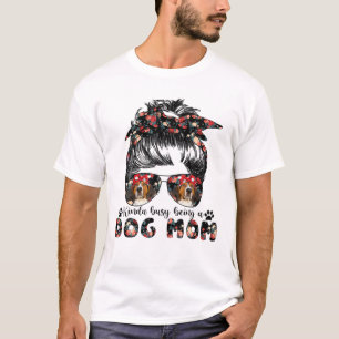 T-shirt Femmes Trek Walker Coonhound Maman Messy Bun Cheve