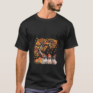 T-shirt Femmes Trois Mignons Carlins Citrouilles Sous L'Ar
