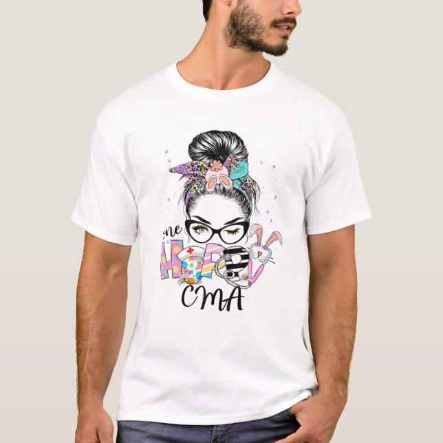 T-shirt Femmes Un CMA Hoppy Messy Bun Pâques Correspondanc (Devant)