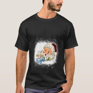 T-shirt FEMMES Vintage Père Noël Face Joyeux et brillant B
