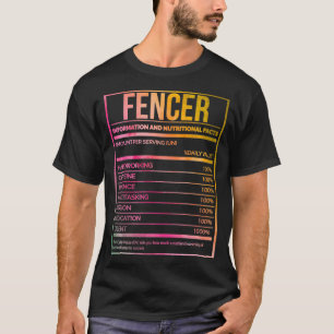 T-shirt Fencer Funny Étiquette de nutrition en aquarelle