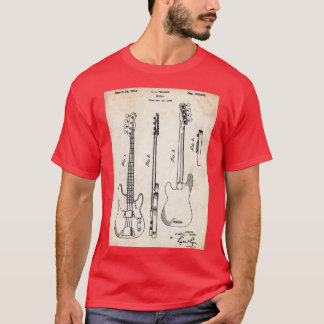 T-shirt Fender Precision Bass Guitare US Patent Art