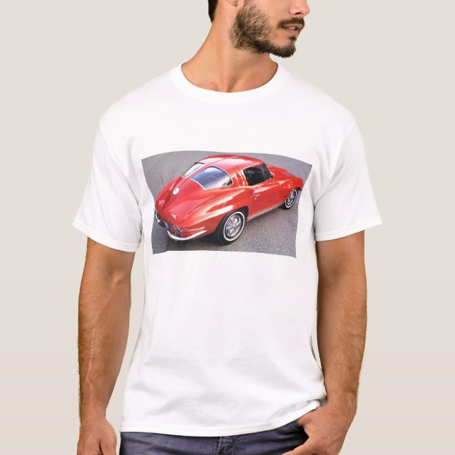 T-shirt Fenêtre à fractionnement rouge Corvette classique (Devant)