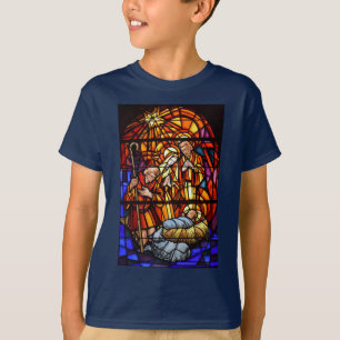 T-shirt Fenêtre en verre tendu Nativité Noël Enfant