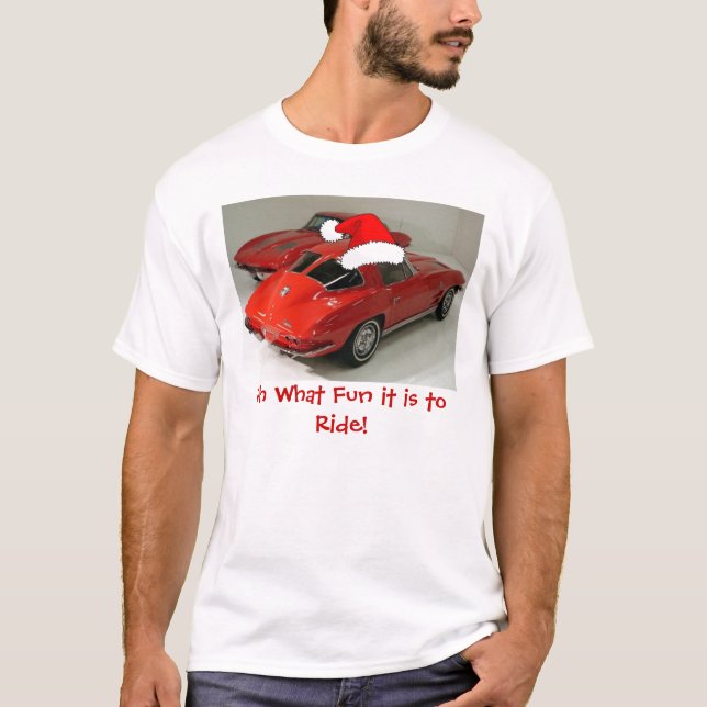 T-shirt Fenêtre Fractionnée de Noël Corvette rouge (Devant)