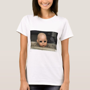 T-shirt Fenêtre sale de tête vintage de poupée de béb