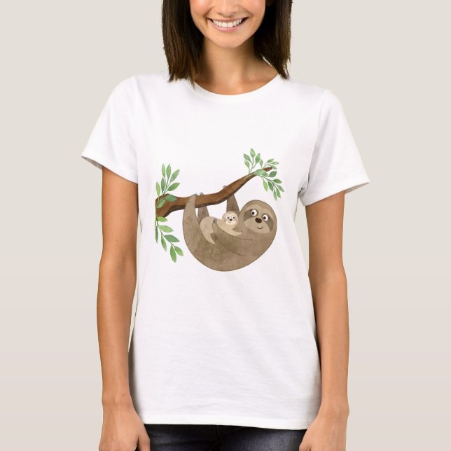 T-shirt Fente mère et bébé pour la première fête des mères (Devant)