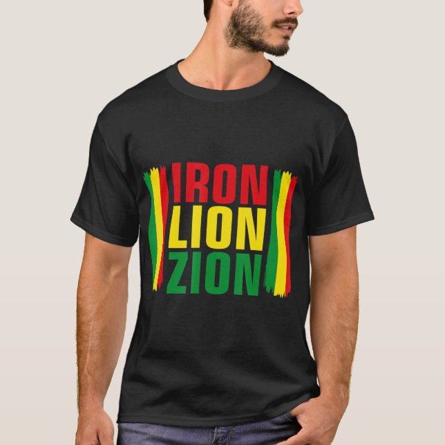 T-shirt Fer Lion Zion Reggae Racines Jamaïque Souvenir (Devant)