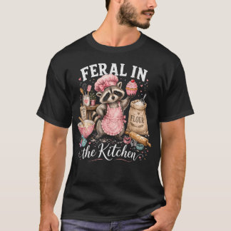 T-shirt Féral dans la cuisine Raton laveur drôle de cuisso