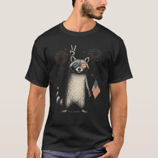 T-shirt Feral Free Raccoon retro