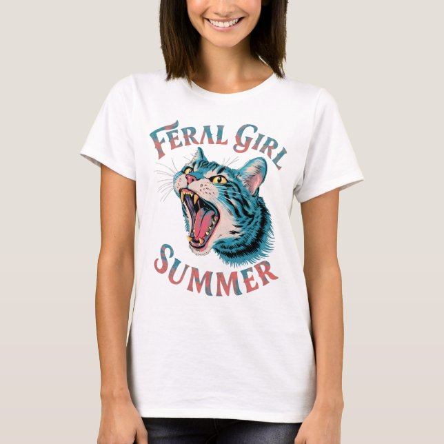 T-shirt Feral Girl Summer Cat (Devant)