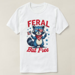 T-shirt Feral Mais Gratuitement Funky Patriotic Raccoon 4 