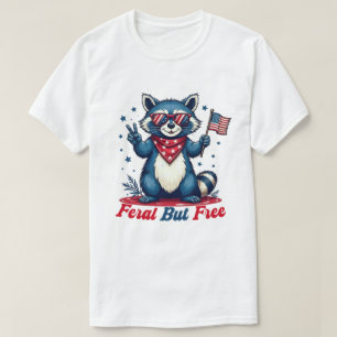 T-shirt Feral Mais Gratuitement Funky Patriotic Raccoon 4 