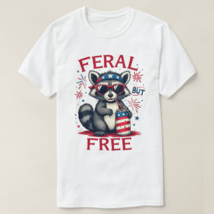 T-shirt Feral Mais Gratuitement Funky Patriotic Raccoon 4 