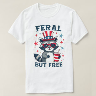 T-shirt Feral Mais Gratuitement Funky Patriotic Raccoon 4 