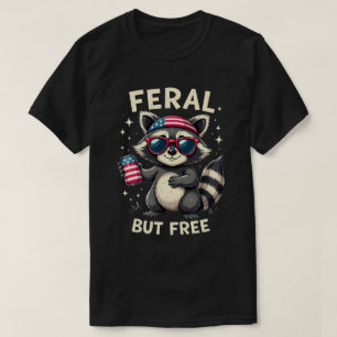T-shirt Feral Mais Gratuitement Funky Patriotic Raccoon 4 
