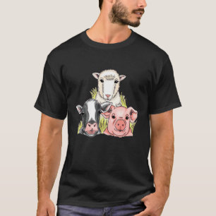 T-shirt Ferme Animaux Porc Vache Mouton Agriculteur Enfant