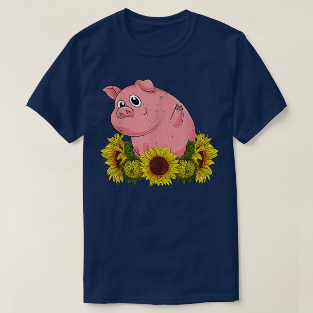 T-shirt Ferme de tournesol jaune Amoureux des animaux Pigl (Design devant)