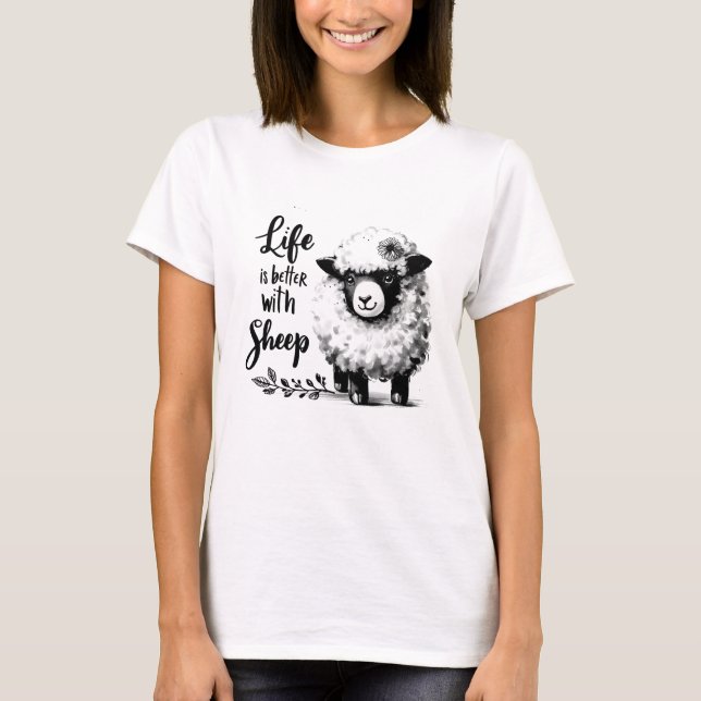 T-shirt Ferme Mouton Adulte La vie est meilleure avec les  (Devant)