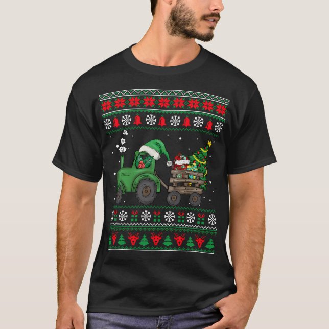 T-shirt Ferme Tracteur Arbre Lumières Ferme moche (Devant)