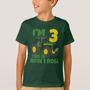 T-shirt Ferme Tracteur vert 3e fête d'anniversaire Farmer 