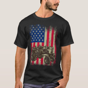 T-shirt Ferme Tracteurs Usa Drapeau Américain Agriculture