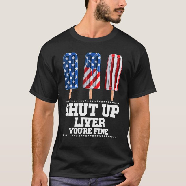 T-shirt Fermer Le Foie Vous Êtes Fine American Flag Popsic (Devant)