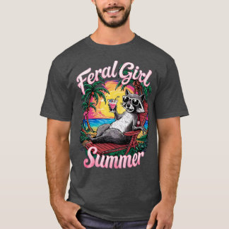 T-shirt fermier fille été raton laveur