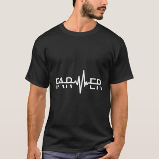 T-shirt Fermier Heartbeat Cow Rancher Agriculture agricole