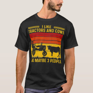 T-shirt Fermier J'Aime Les Tracteurs Et Les Vaches Et Peut