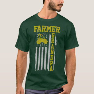T-shirt Fermier Mens Grandpa American Flag Tractor Farm