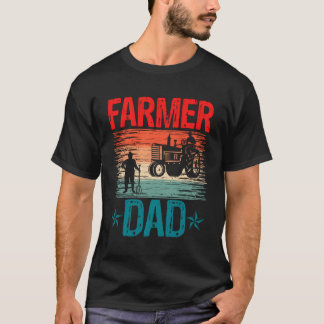 T-shirt Fermier Papa Tracteur Camion Agriculture Papa Papa