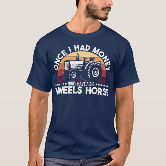 T-shirt Fermier Tracteur agricole Roue Cheval Cadeau (Devant)
