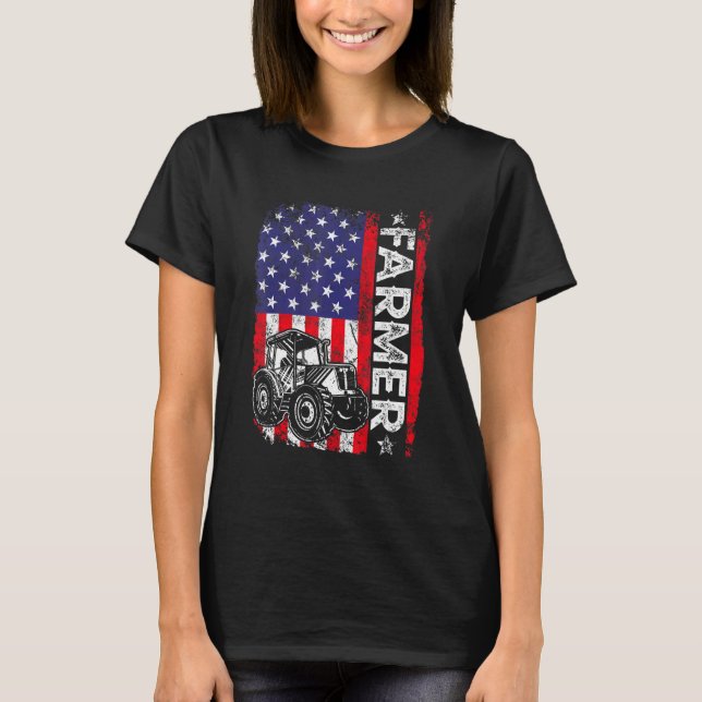 T-shirt Fermier tracteur américain États-Unis Drapeau agri (Devant)