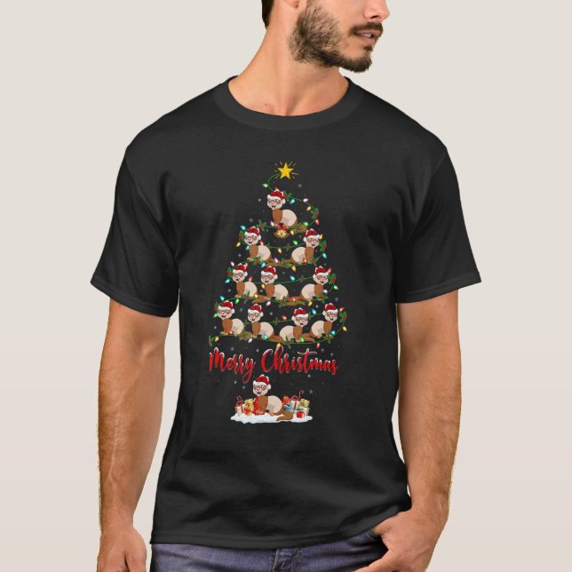 T-shirt Ferret Christmas Tree Lights  Ferret Xmas (Devant)
