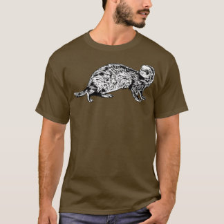T-shirt Ferret de dessin noir et blanc